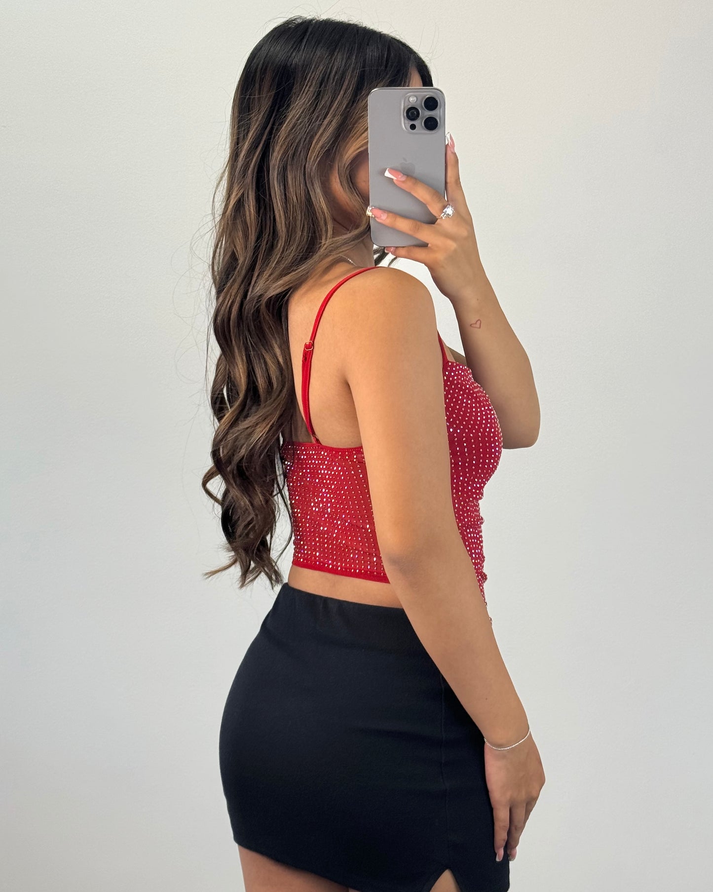 Rhinestone Mesh Top