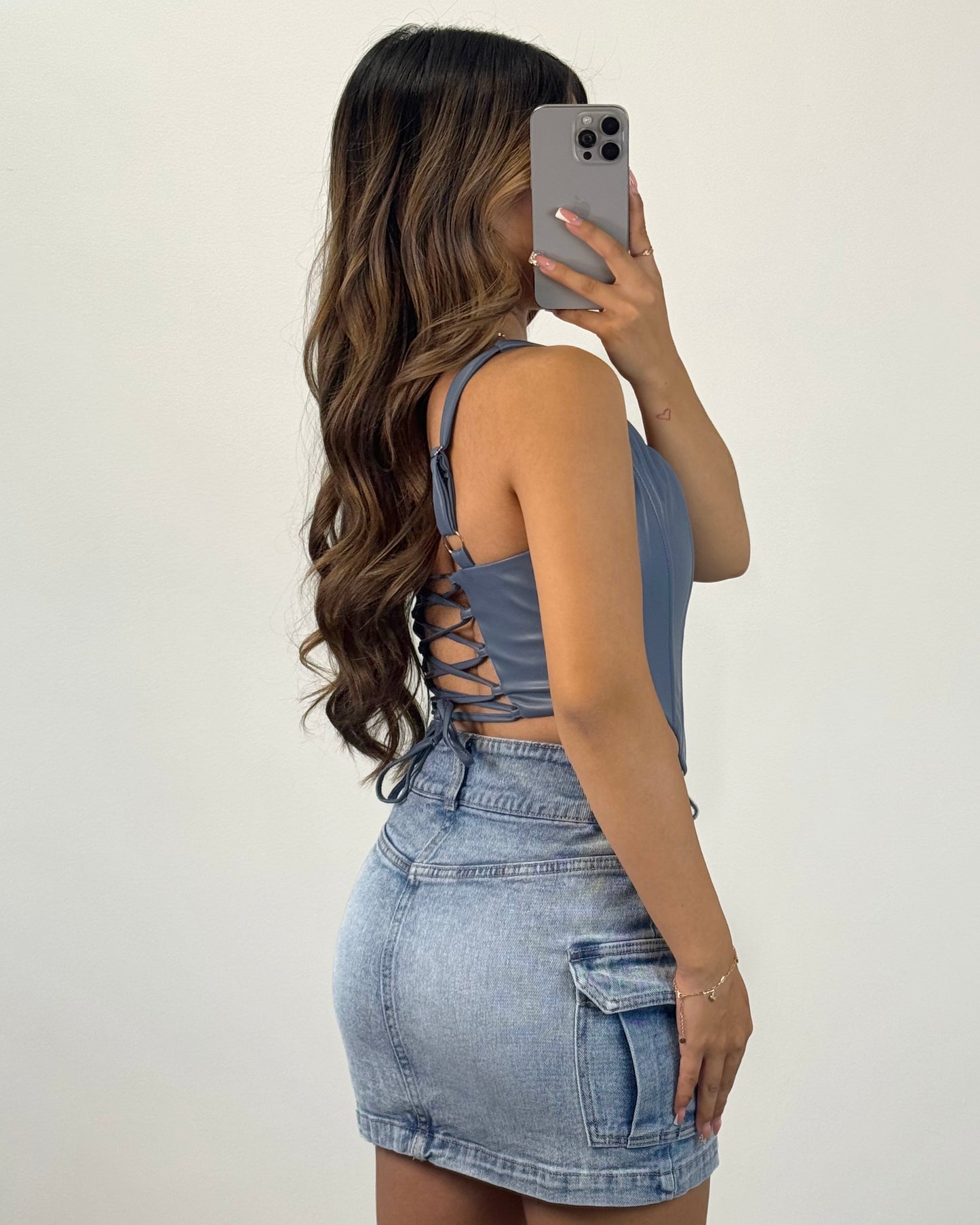 Faux Leather Corset Top