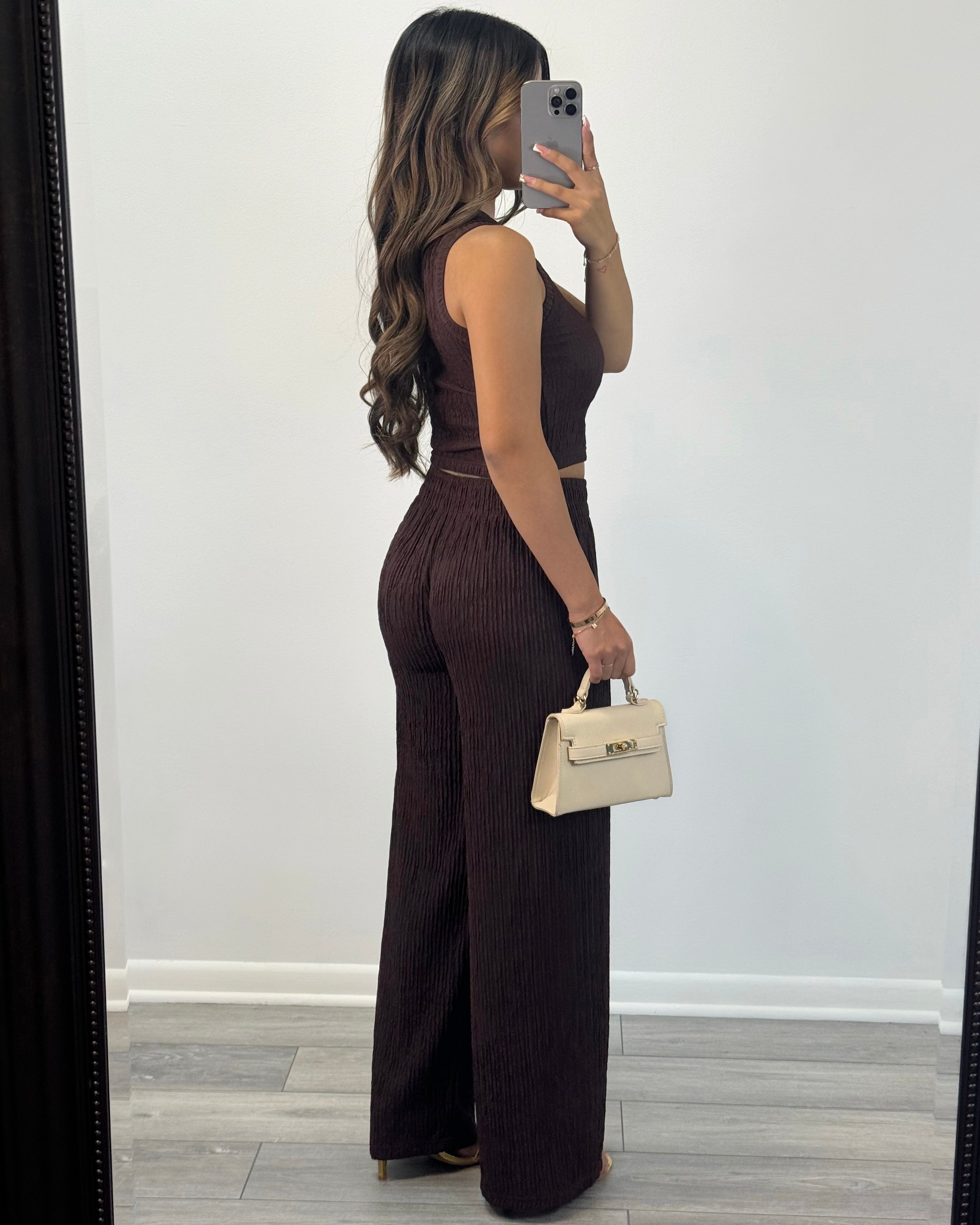 Classy Girl Pants Set (Brown)
