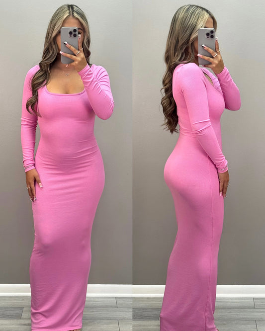 Slipped In Comfort Maxi Dress (Bubblegum Pink)