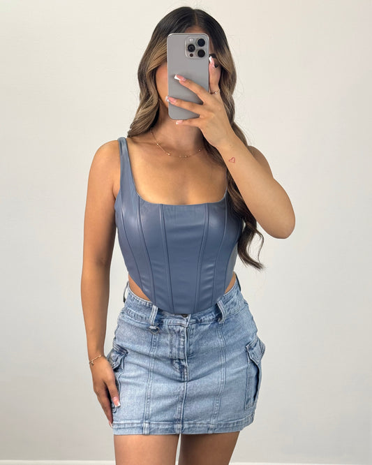 Faux Leather Corset Top