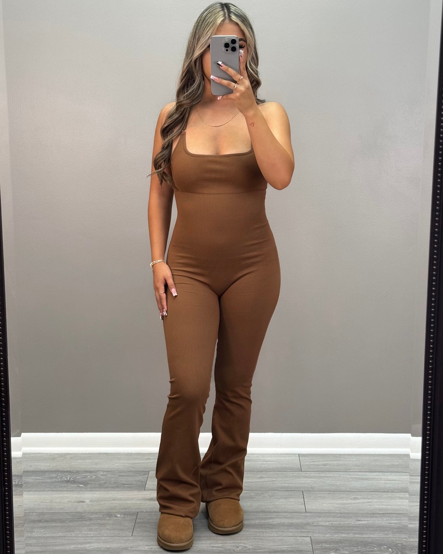 Snatch Me Up Flare Jumpsuit (Brown)