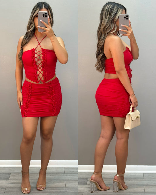 Hotter In Red Skirt Set