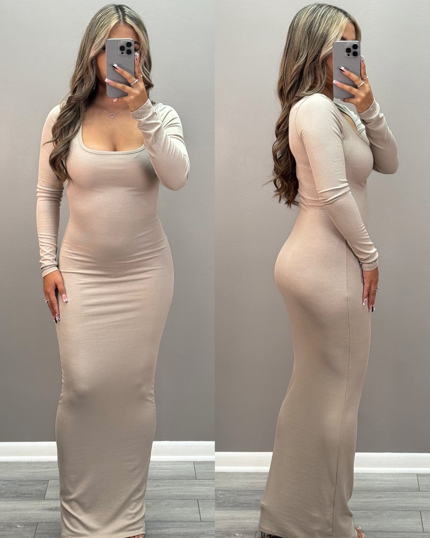 Slipped In Comfort Maxi Dress (Taupe)