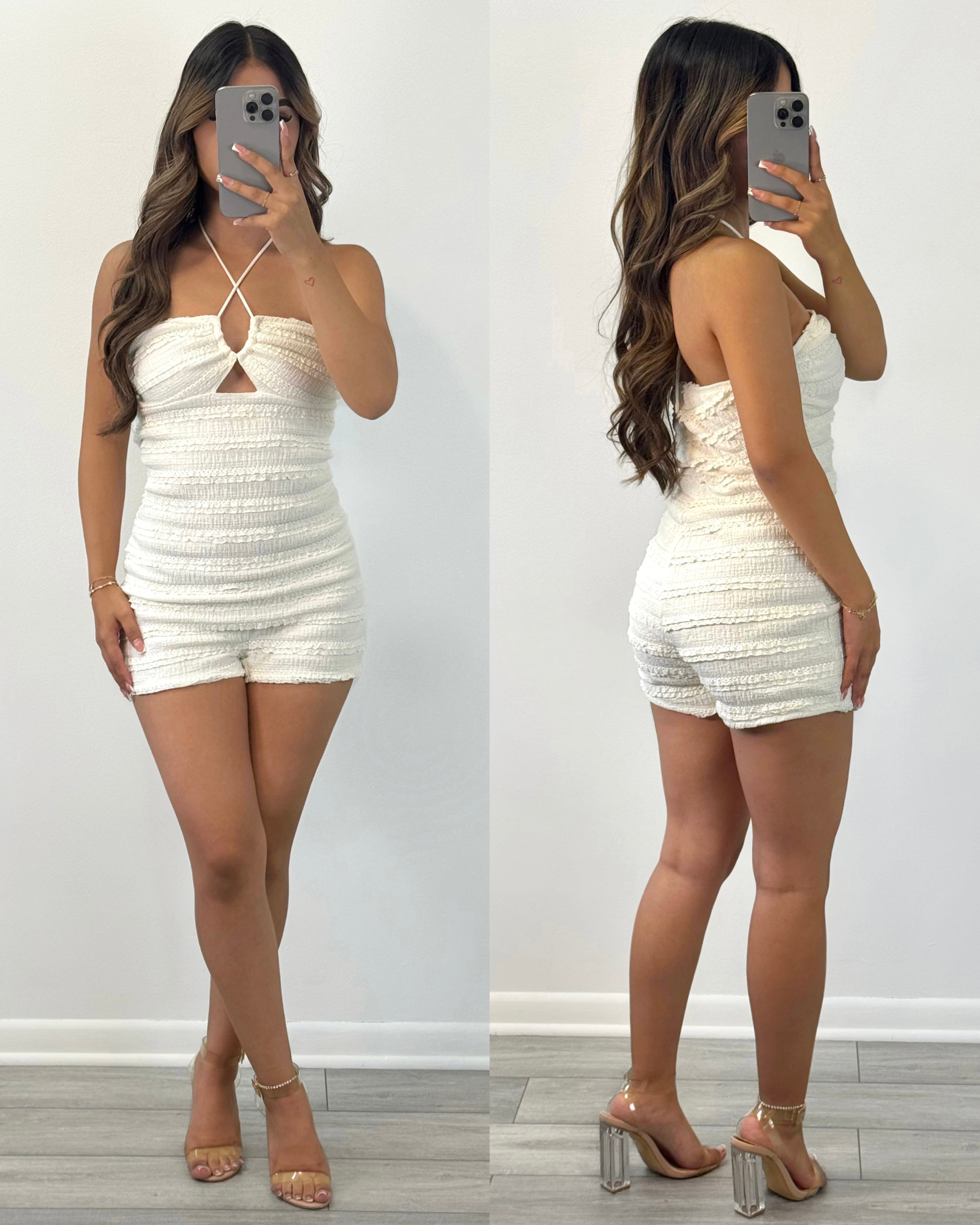 Mini Ruffle Romper (Ivory)