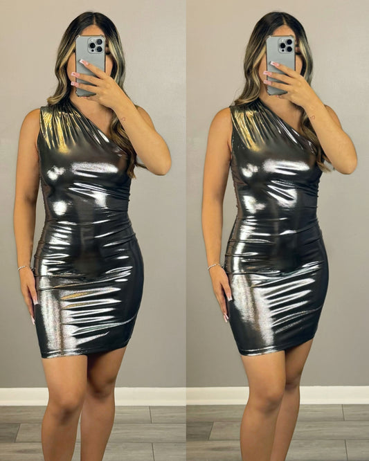 Metallic Mini Dress (SILVER)
