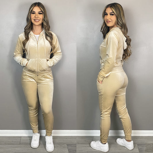 Velour Jogger Set (TAN) S-3XL