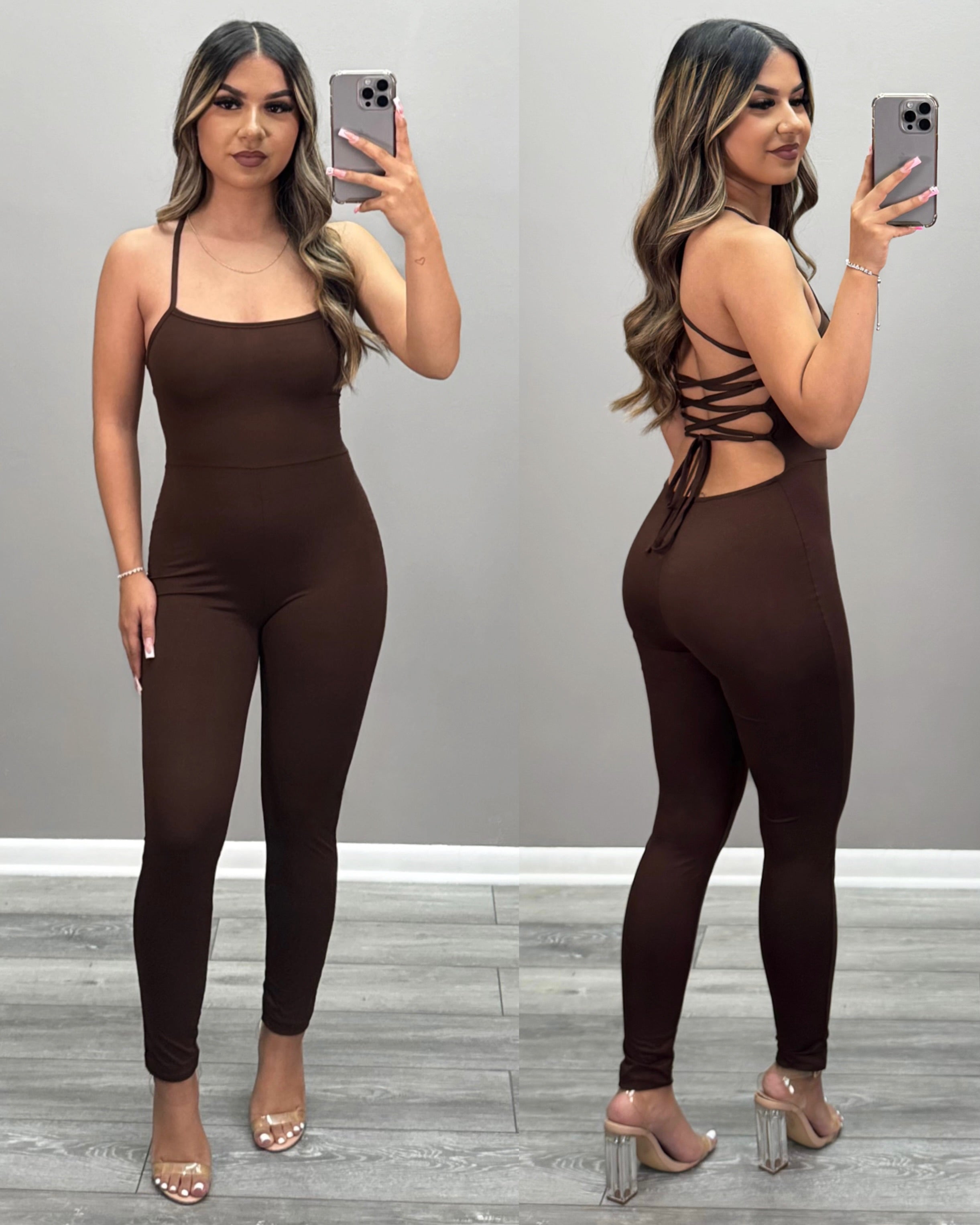 Back Outside Jumpsuit (BROWN)