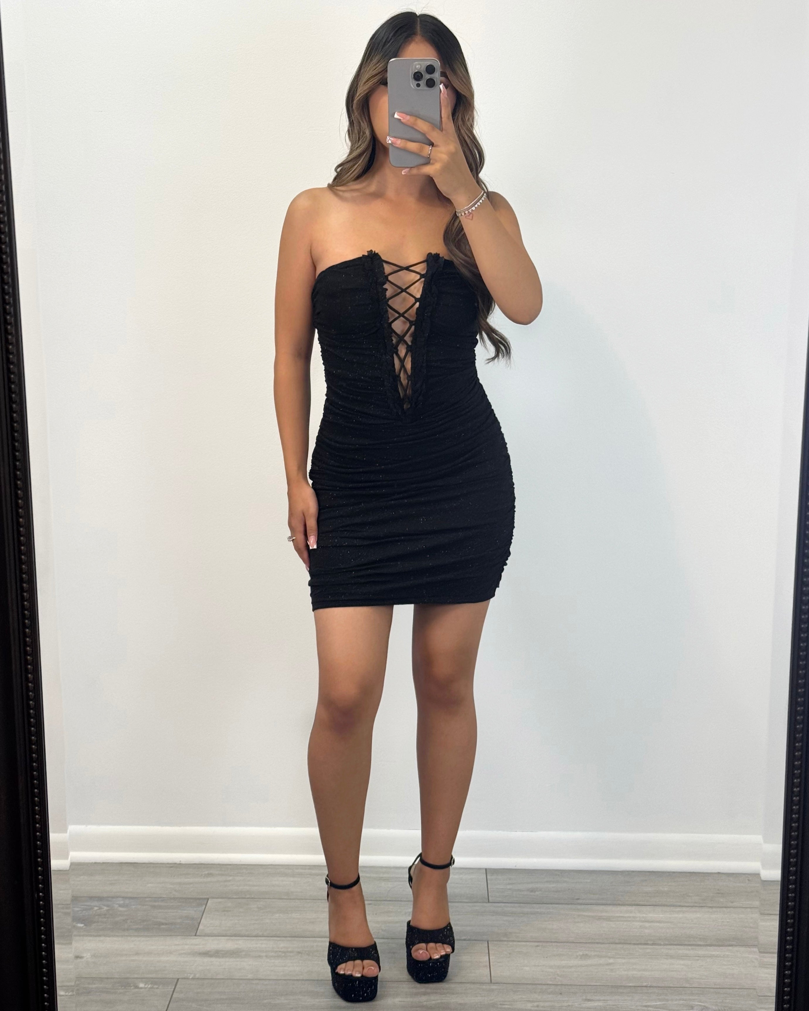 Glitter Ruched Dress VixenLuxxe Glitter Ruched Dress VixenLuxxe