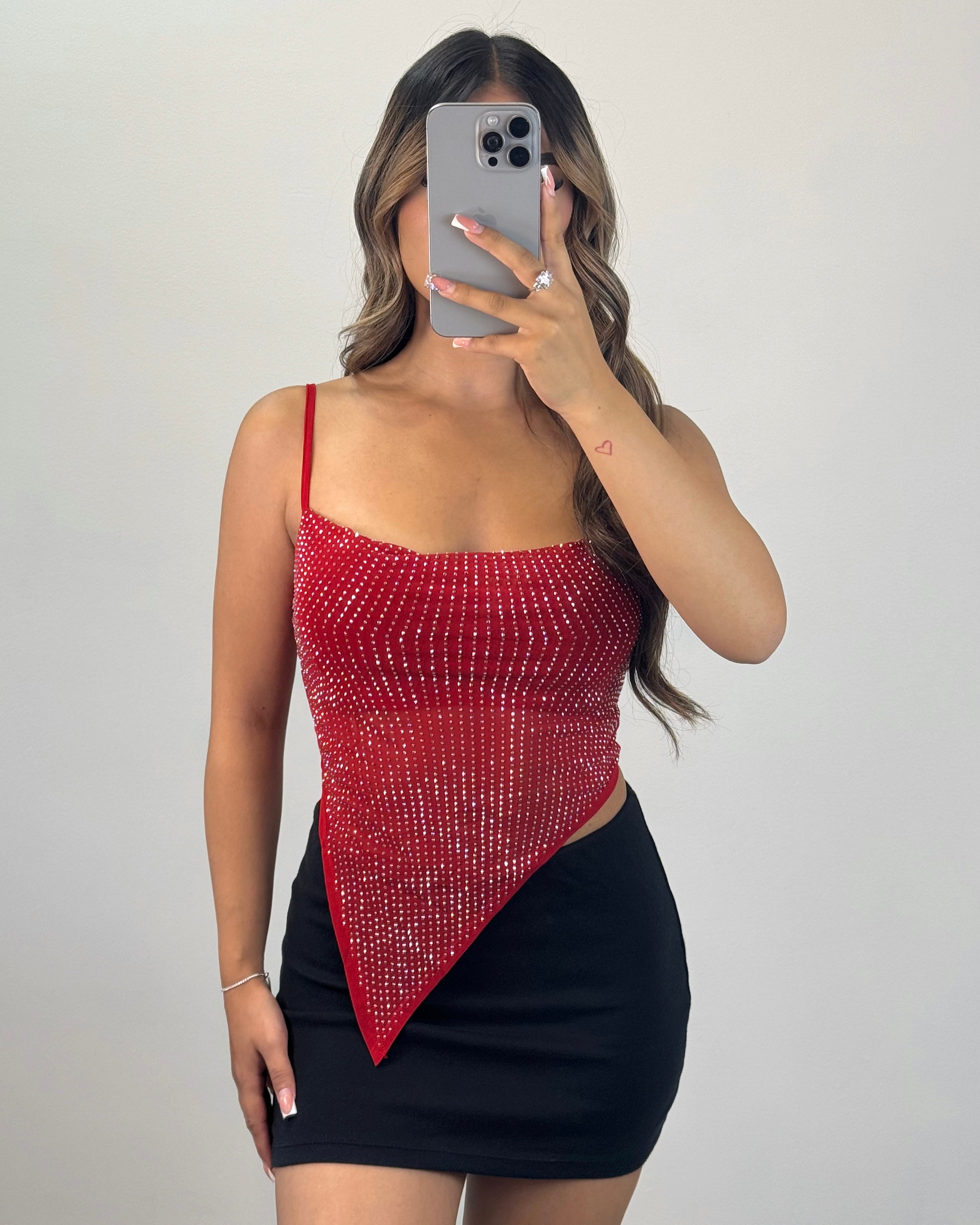 Rhinestone Mesh Top