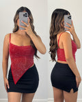 Rhinestone Mesh Top