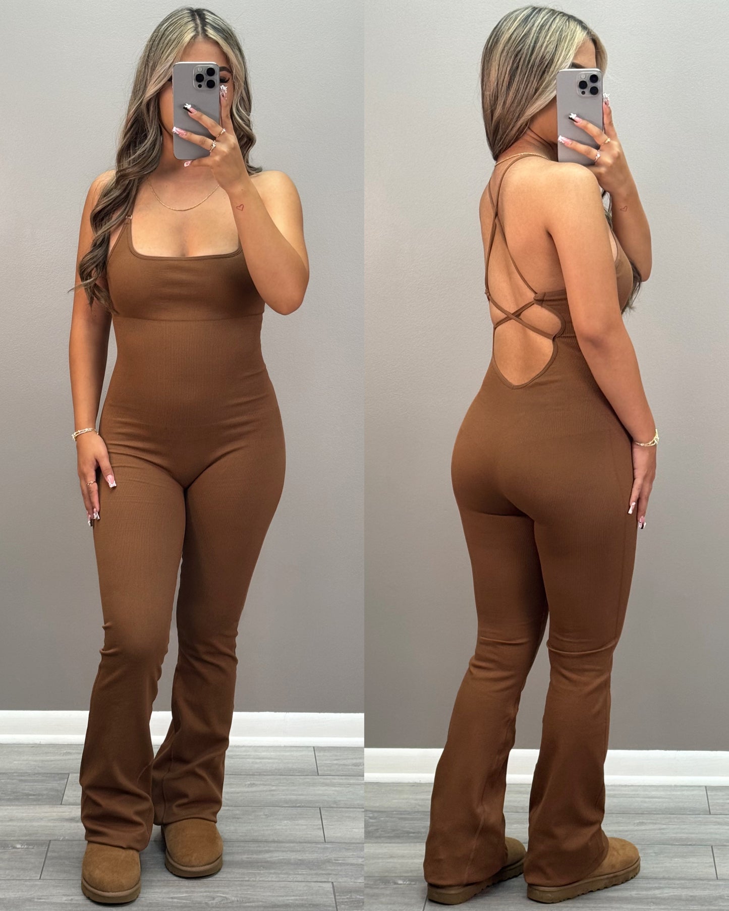 Snatch Me Up Flare Jumpsuit (Brown)