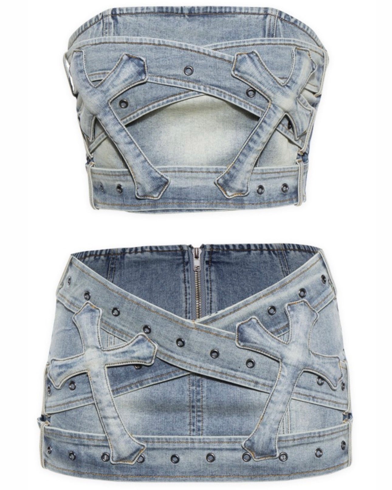 Can’t Cross Me Denim Skirt Set