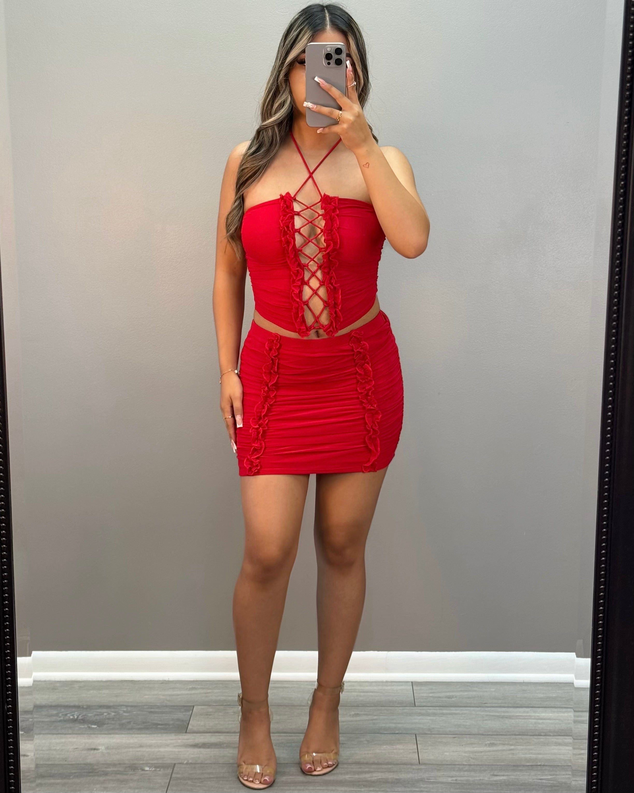 Hotter In Red Skirt Set