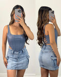 Faux Leather Corset Top