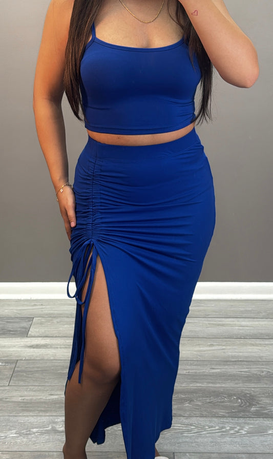 Catch A Vibe Skirt Set (BLUE)