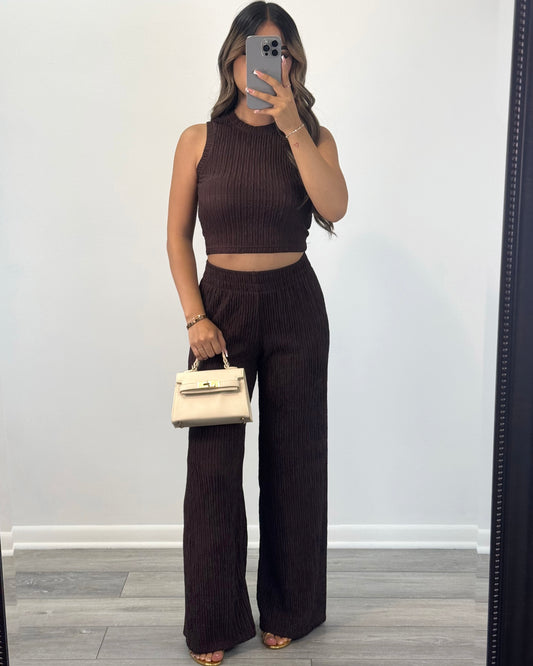 Classy Girl Pants Set (Brown)