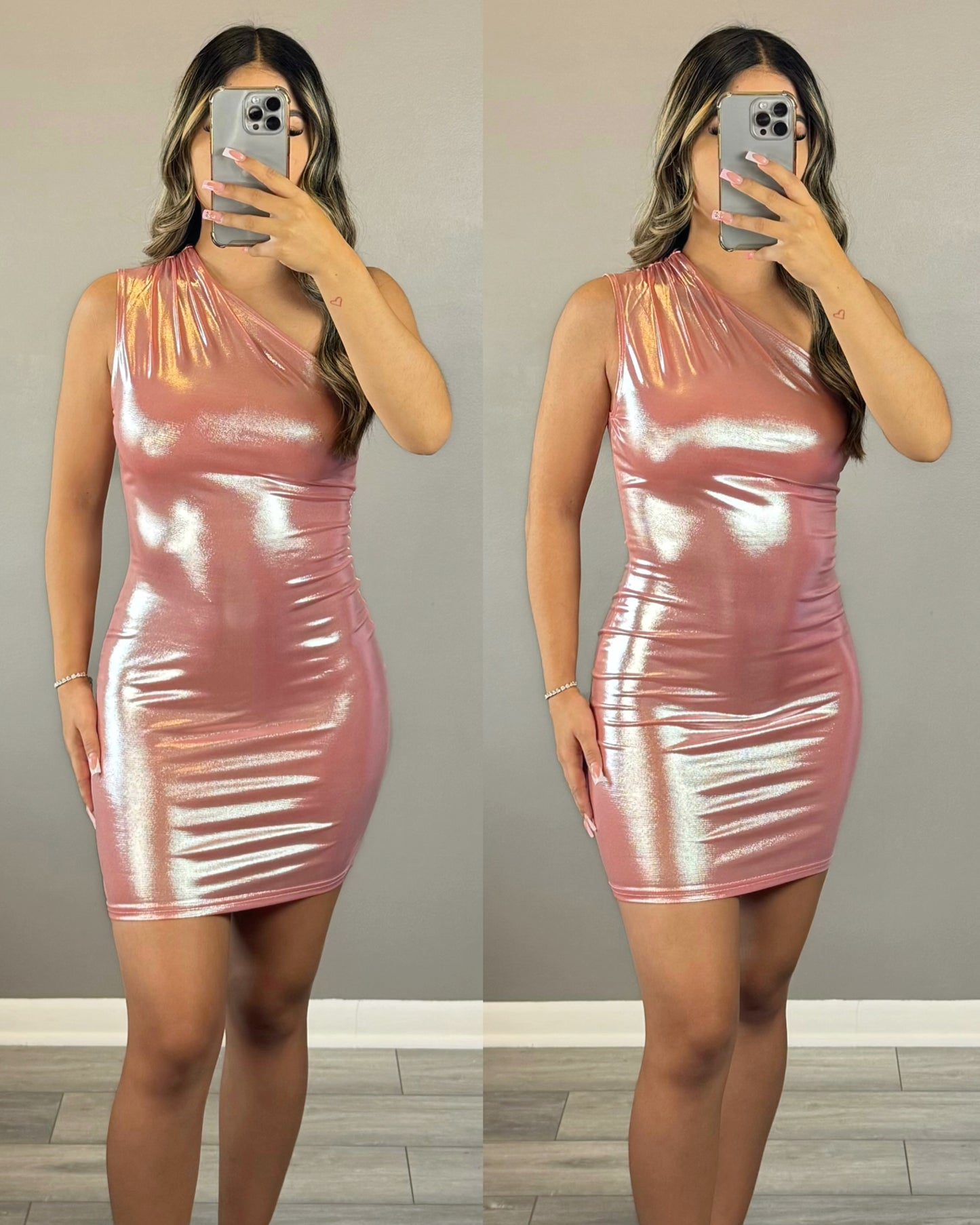 Metallic Mini Dress (PINK)