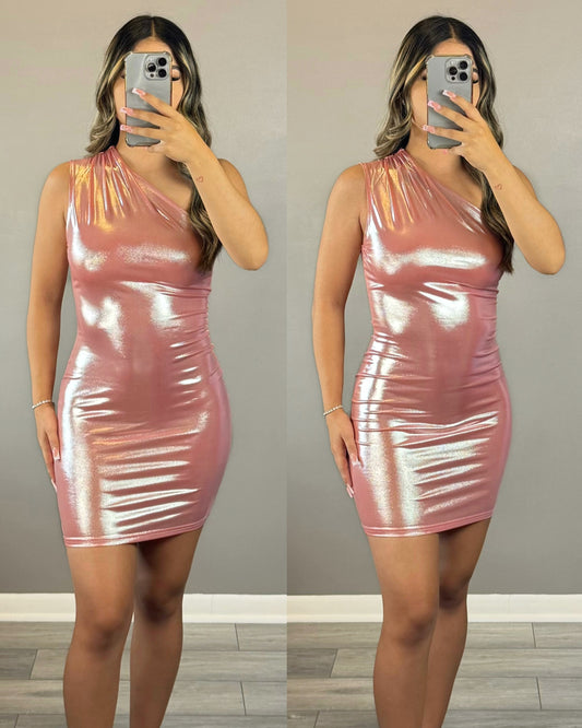 Metallic Mini Dress (PINK)