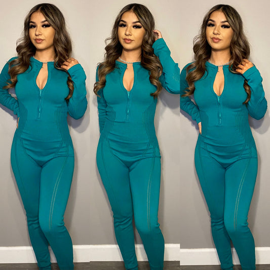 Hug My Curves Jumpsuit (GREEN)